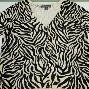 Josephine Chaus Zebra Print Silk Bl. Cardigan C107